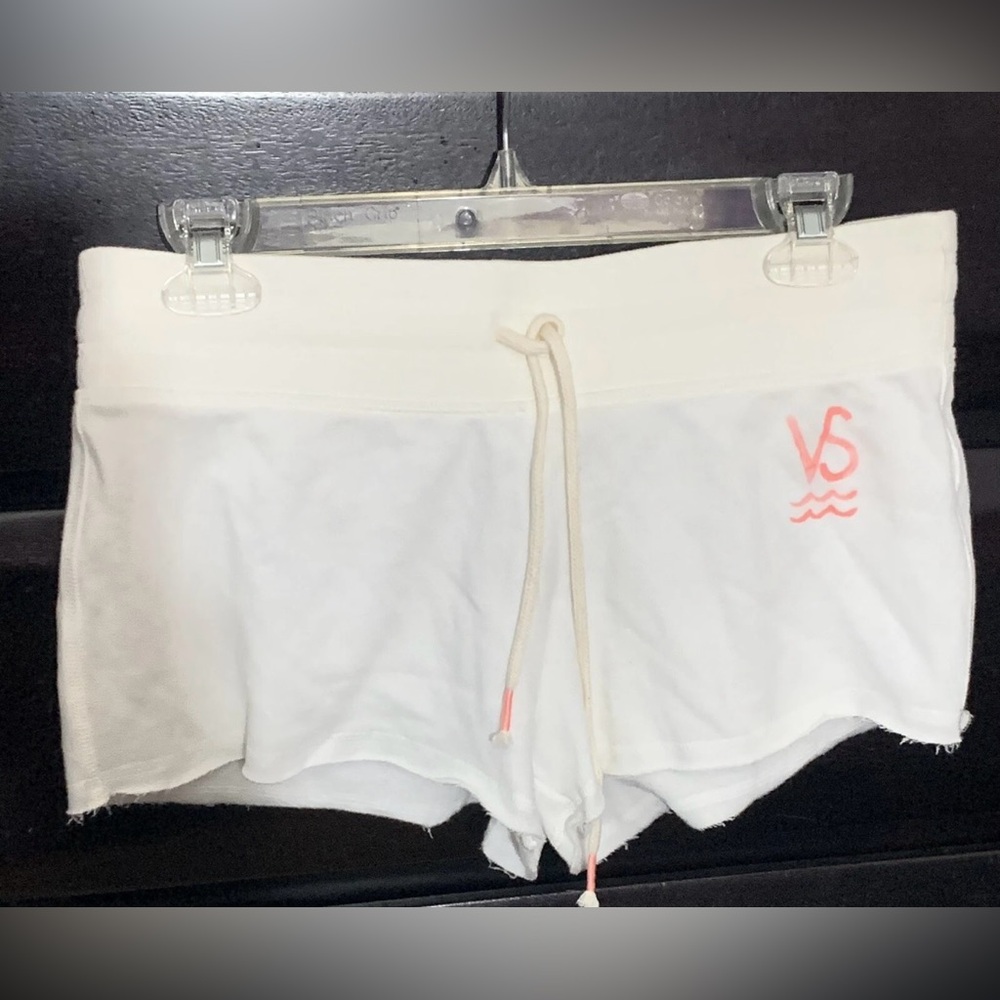 VICTORIA'S SECRET White Beach Swim Cotton Sweat Gym Cutoff Shorts NWOT small
